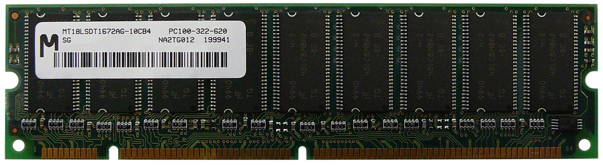 MT18LSDT1672AG-10CB4 Micron 128MB PC100 100MHz ECC Unbuffered CL2 168-Pin DIMM Memory Module