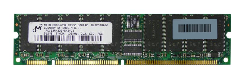 MT18LSDT6472G-133D2 Micron 512MB PC133 133MHz ECC Registered CL3 168-Pin DIMM Single Rank Memory Module
