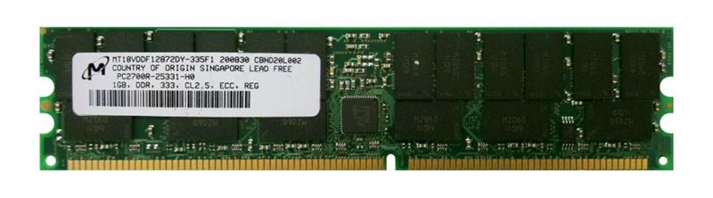 MT18VDDF12872DY-335F1 Micron 1GB PC2700 DDR-333MHz Registered ECC CL2.5 184-Pin DIMM 2.5V Dual Rank Memory Module