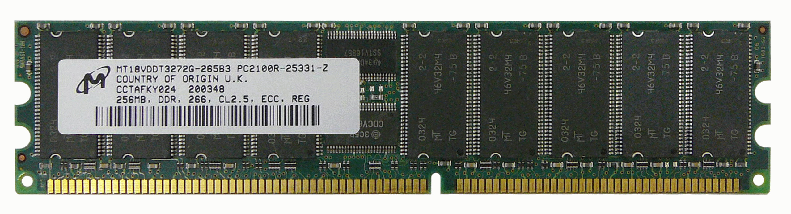 33L5037X2PE Edge Memory 512MB Kit (2 X 256MB) PC2100 DDR-266MHz Registered ECC CL2.5 184-Pin DIMM 2.5V Memory For IBM xSeries BladeCenter HS20