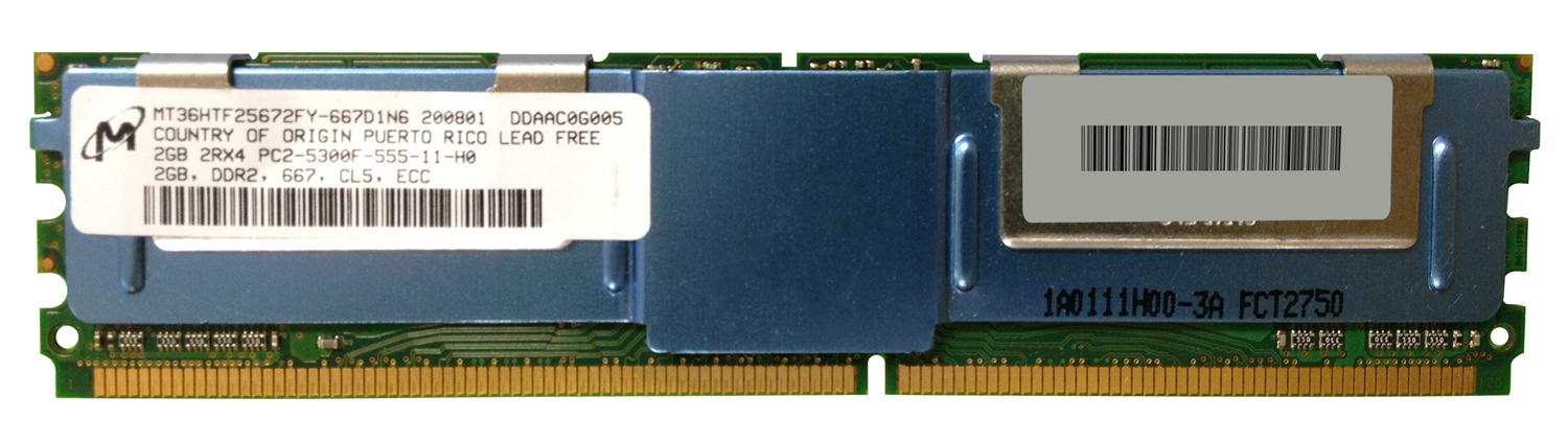 MT36HTF25672FY-667D1N6 Micron 2GB PC2-5300 DDR2-667MHz ECC Fully Buffered CL5 240-Pin DIMM Dual Rank Memory Module