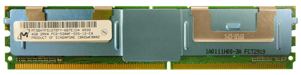 MT36HTF51272FY-667E1D4 Micron 4GB PC2-5300 DDR2-667MHz ECC Fully Buffered CL5 240-Pin DIMM Dual Rank Memory Module