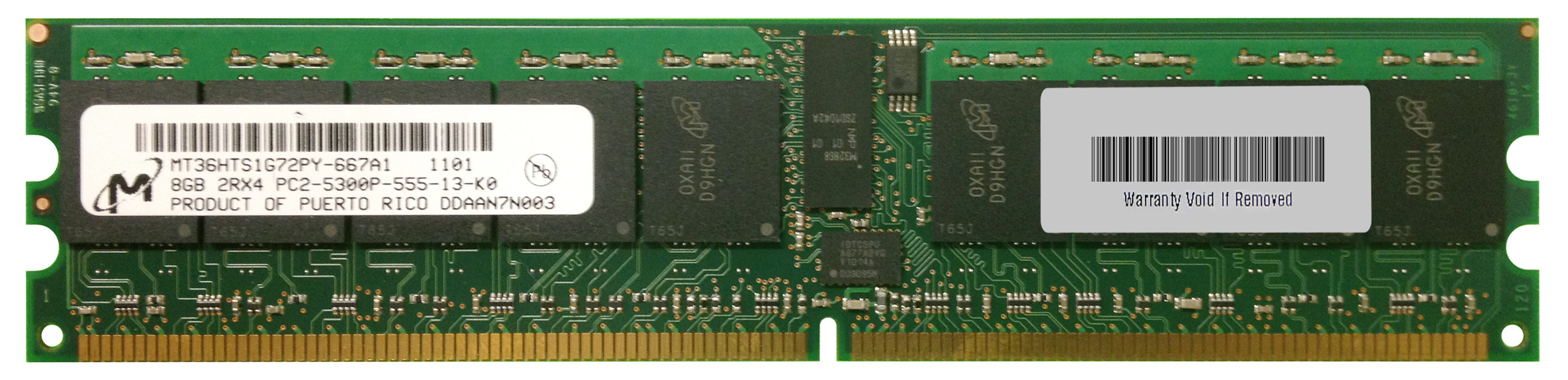 MT36HTS1G72PY-667A1 Micron 8GB PC2-5300 DDR2-667MHz ECC Registered CL5 240-Pin DIMM Dual Rank Memory Module