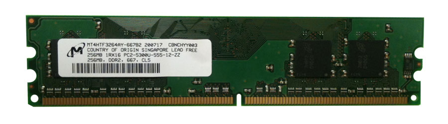 MT4HTF3264AY-667B2 Micron 256MB PC2-5300 DDR2-667MHz non-ECC Unbuffered CL5 240-Pin DIMM Single Rank Memory Module