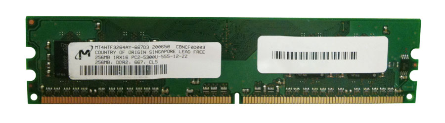 MT4HTF3264AY-667D3 Micron 256MB PC2-5300 DDR2-667MHz non-ECC Unbuffered CL5 240-Pin DIMM Single Rank Memory Module