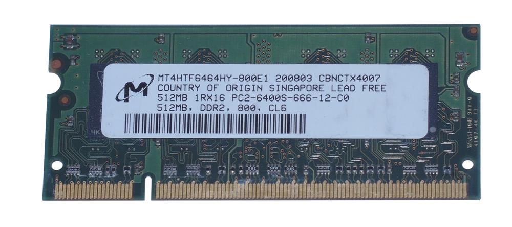 3D-PC2800D2XS609-512 512MB PC2-6400 DDR2-800MHz non-ECC Unbuffered CL6 200-Pin SoDimm Memory Module 64x16 3D P/N