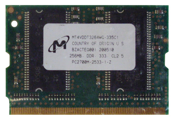 MT4VDDT3264WG-335 Micron 256MB PC2700 DDR-333MHz non-ECC Unbuffered CL2.5 172-Pin MicroDIMM Memory Module