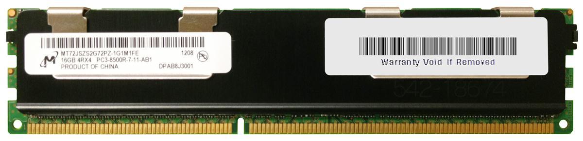 MT72JSZS2G72PZ-1G1M1 Micron 16GB PC3-8500 DDR3-1066MHz ECC Registered CL7 240-Pin DIMM Quad Rank Memory Module