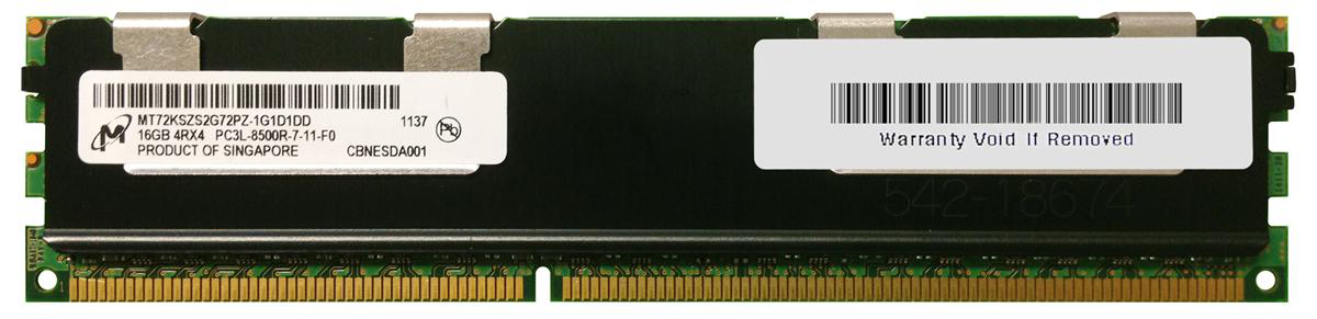 MT72KSZS2G72PZ-1G1D1 Micron 16GB PC3-8500 DDR3-1066MHz ECC Registered CL7 240-Pin DIMM 1.35V Low Voltage Quad Rank Memory Module