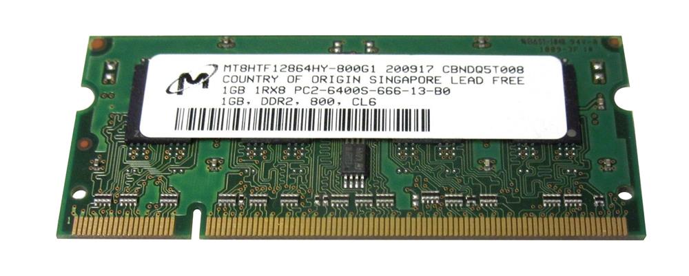 MT8HTF12864HY-800G1 Micron 1GB PC2-6400 DDR2-800MHz non-ECC Unbuffered CL6 200-Pin SoDimm Single Rank Memory Module