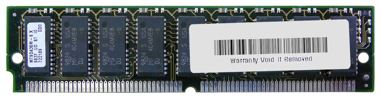 MT9D436M-6 Micron 16MB Module EDO Parity ECC 60ns 5v 72-Pin 4Meg x 36 SIMM Memory Module
