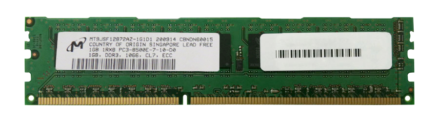 MT9JSF12872AZ-1G1D1 Micron 1GB PC3-8500 DDR3-1066MHz ECC Unbuffered CL7 240-Pin DIMM Single Rank Memory Module