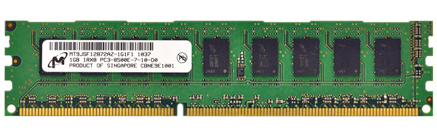 MT9JSF12872AZ-1G1F1 Micron 1GB PC3-8500 DDR3-1066MHz ECC Unbuffered CL7 240-Pin DIMM Single Rank Memory Module