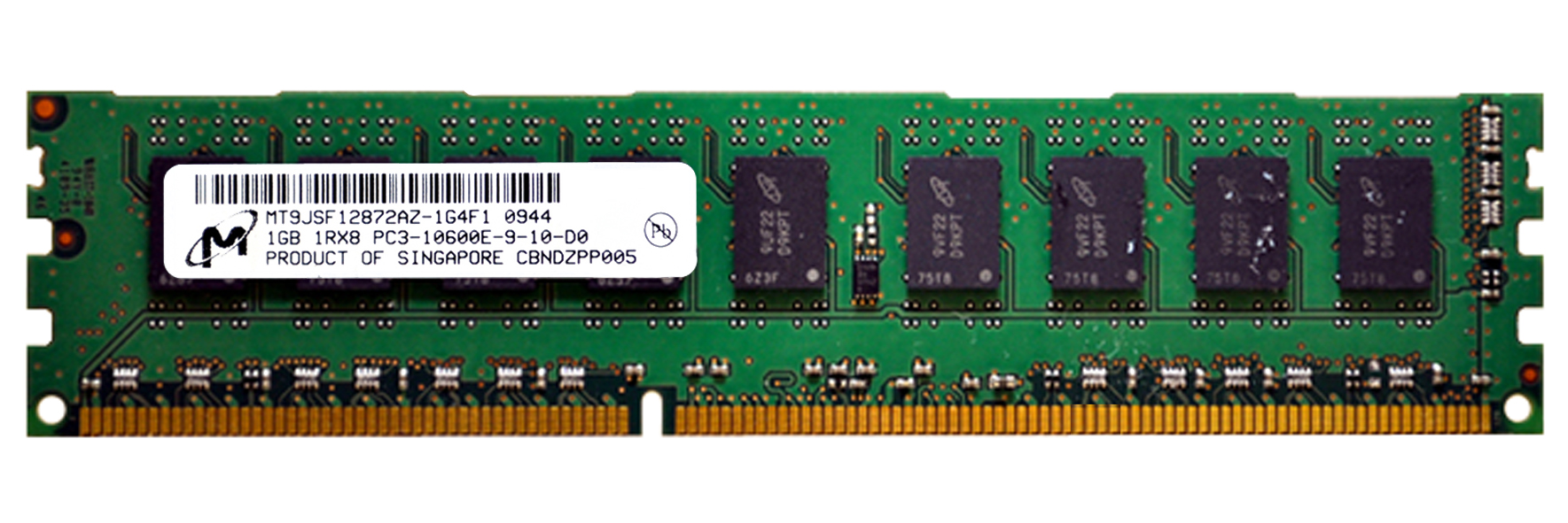 MT9JSF12872AZ-1G4F1 Micron 1GB PC3-10600 DDR3-1333MHz ECC Unbuffered CL9 240-Pin DIMM Single Rank Memory Module