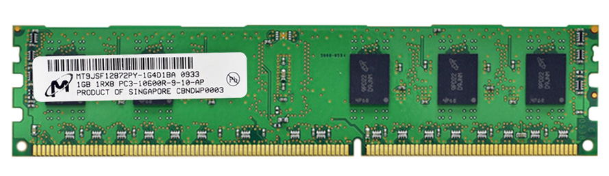 MT9JSF12872PY-1G4 Micron 1GB PC3-10600 DDR3-1333MHz ECC Registered CL9 240-Pin DIMM Single Rank Memory Module