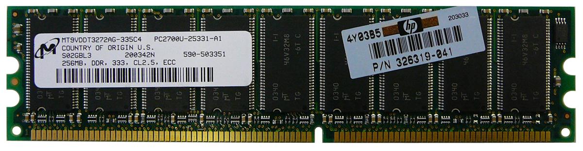 M4L-PC1333X72C25-256 M4L Certified 256MB 333MHz DDR PC2700 ECC CL2.5 184-Pin Single Rank x8 DIMM