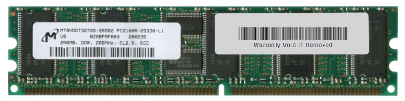 MT9VDDT3272G-265 Micron 256MB PC2100 DDR-266MHz Registered ECC CL2.5 184-Pin DIMM 2.5V Single Rank Memory Module