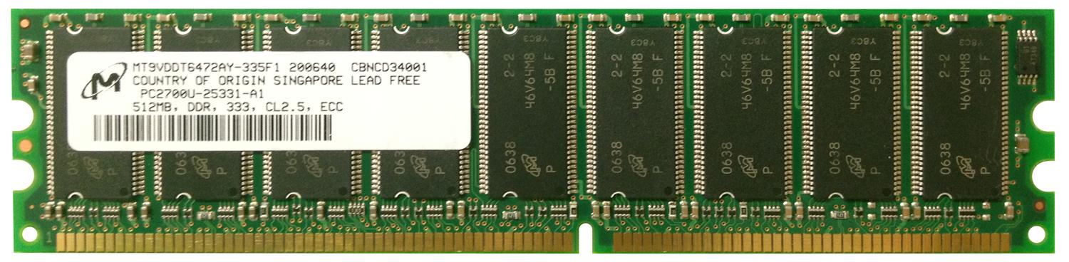 3D-333X72AX809-512 512MB PC2700 DDR-333MHz ECC Unbuffered CL2.5 184-Pin DIMM Memory Module 64x8 3D P/N