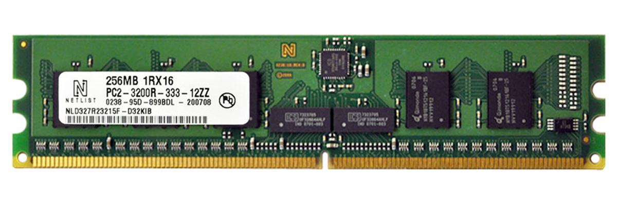 NLD327R23215F-D32KIB NetList 256MB PC2-3200 DDR2-400MHz ECC Registered CL3 240-Pin DIMM Single Rank Memory Module