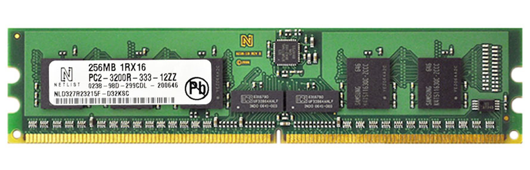 NLD327R23215F-D32KSC NetList 256MB PC2-3200 DDR2-400MHz ECC Registered CL3 240-Pin DIMM Single Rank Memory Module