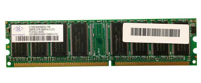 NT256D64S88B0G-75B Nanya 256MB PC2100 DDR-266MHz Unbuffered CL2.5 184-Pin DIMM Memory Module