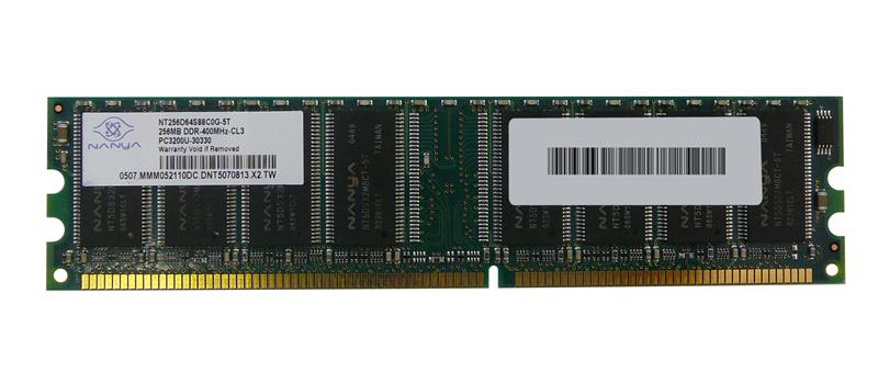 NT256D64S88C0G-5T Nanya 256MB PC3200 DDR-400MHz non-ECC Unbuffered CL3 184-Pin DIMM Memory Module