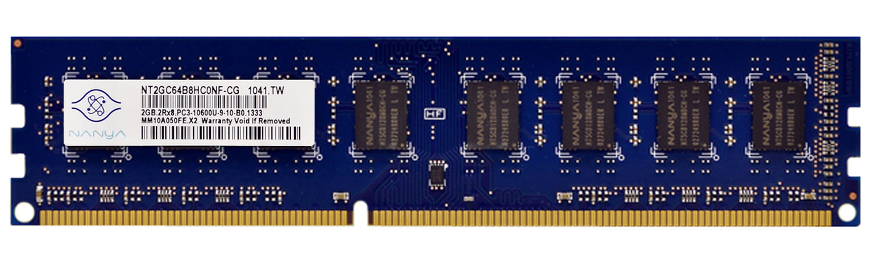 NT2GC64B8HC0NF-CG Nanya 2GB PC3-10600 DDR3-1333MHz non-ECC Unbuffered CL9 240-Pin DIMM Dual Rank Memory Module