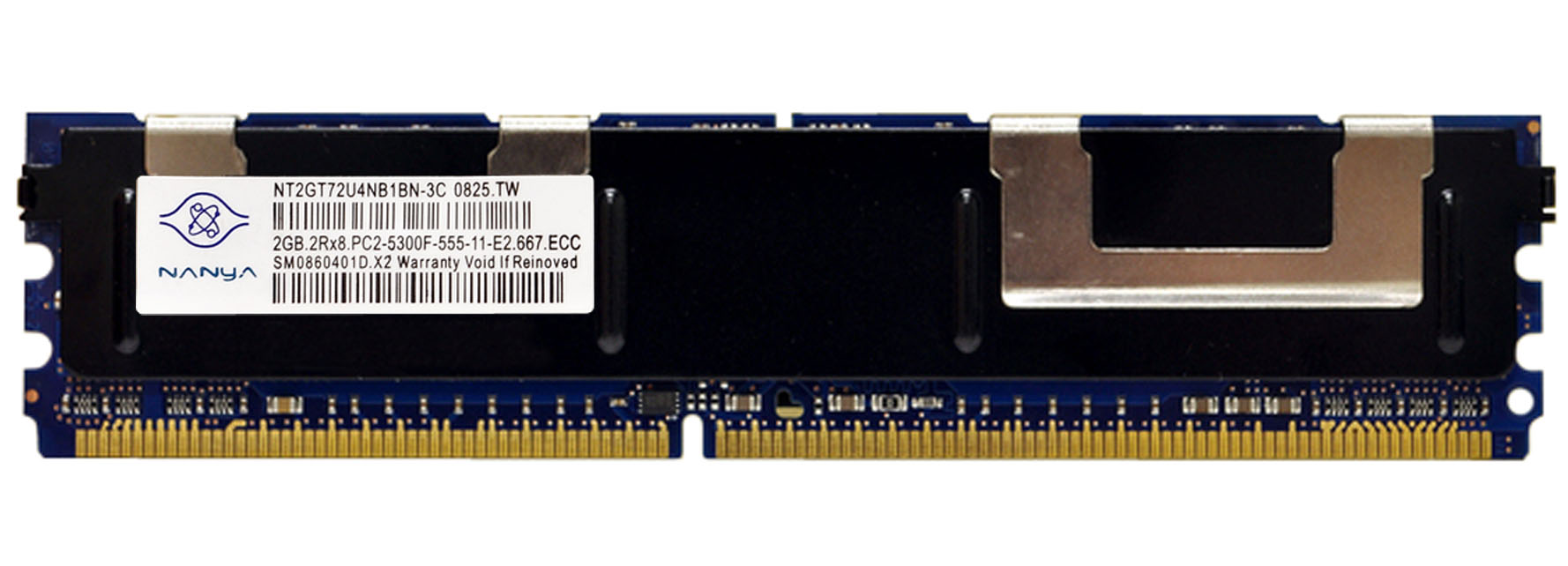NT2GT72U4NB1BN-3C Nanya 2GB PC2-5300 DDR2-667MHz ECC Fully Buffered CL5 240-Pin DIMM Dual Rank Memory Module