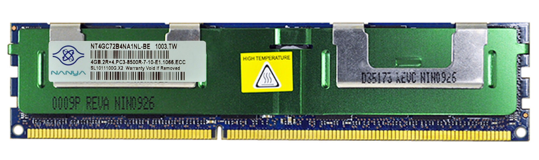 NT4GC72B4NA1NL-BE Nanya 4GB PC3-8500 DDR3-1066MHz ECC Registered CL7 240-Pin DIMM Dual Rank Memory Module