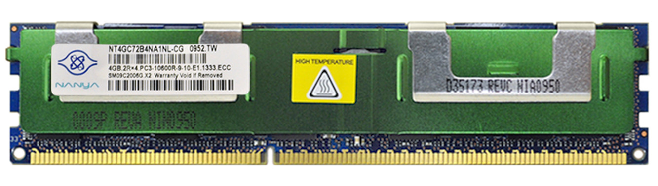 NT4GC72B4NA1NL-CG Nanya 4GB PC3-10600 DDR3-1333MHz ECC Registered CL9 240-Pin DIMM Dual Rank Memory Module