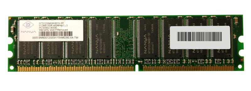 NT512D64S8HB1G-5T Nanya 512MB PC3200 DDR-400MHz non-ECC Unbuffered CL3 184-Pin DIMM Memory Module