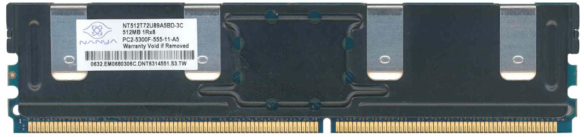 NT512T72U89A5BD-3C Nanya 512MB PC2-5300 DDR2-667MHz ECC Fully Buffered CL5 240-Pin DIMM Single Rank Memory Module