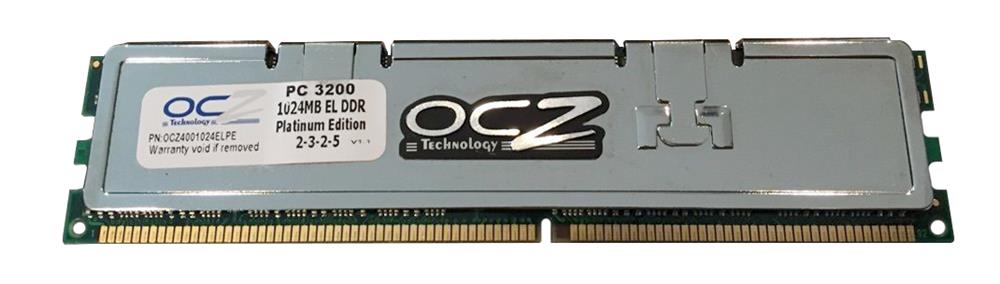 OCZ4001024ELPE OCZ 1GB PC3200 DDR-400MHz non-ECC Unbuffered CL 2-3-2-5 184-Pin DIMM Memory Module