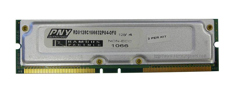 RD0128C106632P04-OF0 PNY 128MB Module PC1066 1066MHz 32ns non-ECC 184-Pin 2.5V RDRAM