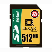 SD512-32 Lexar 512MB 32X SD Flash Memory Card
