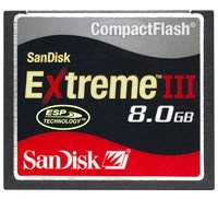 SDCFX3-008G-A31 Sandisk 8GB Extreme III CompactFlash Memory Card