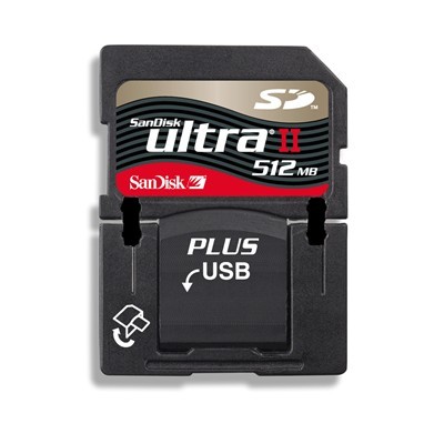 SDSDPH-512-901 SanDisk 512MB Ultra II Plus Hi-Speed USB Secure Digital (SD) Flash Memory Card