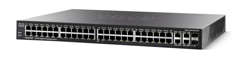 SG300-52MP Cisco Small Business SG300 48-port 10/100/1000 RJ-45 PoE+ Manageable Layer3 Desktop and Rack-mountable 1U Switch (Refurbished)
