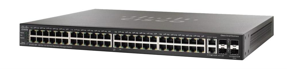 SG50052PK9NA Cisco SG500 52-Ports 10/100/1000 RJ-45 PoE Stackable Manageable Layer2 Rack-mountable Switch with 2x Combo Gigabit SFP Ports and 2x SFP Ports (Refurbished)