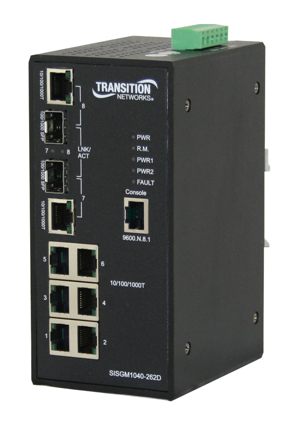 SISGM1040-262D-LR Transition Mgd Industrial Swch 6 10/100/1000+ 2gig SFP Gigabit Ethernet Switch (Refurbished)