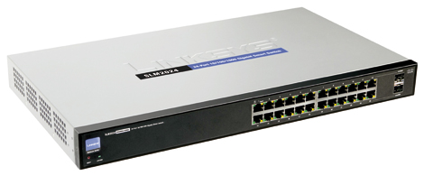 SLM2024 Linksys Cisco 24-Ports 10/100/1000 Gigabit Smart Switch with 2 Combo Gigabit SFP (Refurbished)