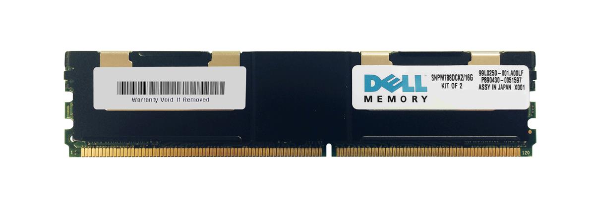 SNPM788DCK2/16G Dell 16GB Kit (2 x 8GB) PC2-5300 DDR2-667MHz ECC Fully Buffered CL5 240-Pin DIMM Quad Rank Memory