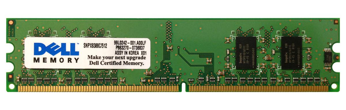 SNPX8388C/512 Dell 512MB PC2-5300 DDR2-667MHz non-ECC Unbuffered CL5 240-Pin DIMM Single Rank Memory Module