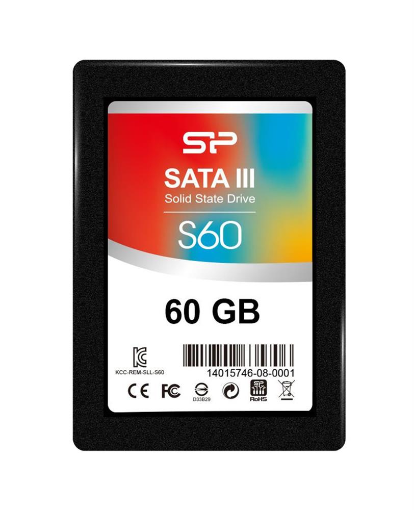 SP060GBSS3S60S25 Silicon Power Slim S60 60GB MLC SATA 6Gbps 2.5-inch Internal Solid State Drive (SSD)