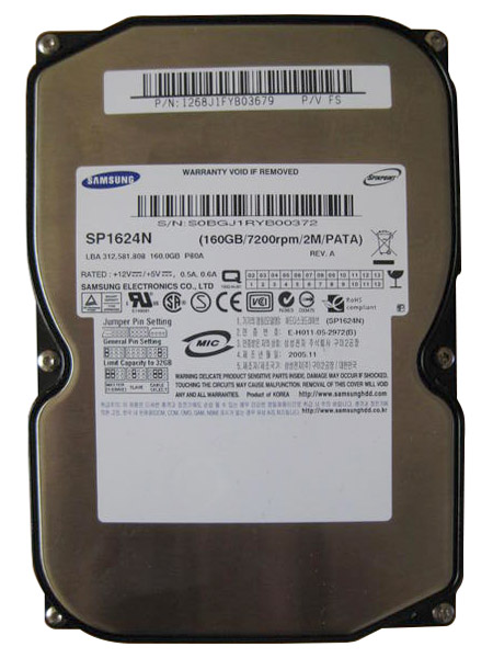 SP1624N Samsung Spinpoint P80 160GB 7200RPM ATA-133 2MB Cache 3.5-inch Internal Hard Drive