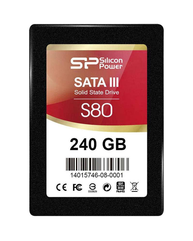 SP240GBSS3S80S25 Silicon Power Slim S80 240GB MLC SATA 6Gbps 2.5-inch Internal Solid State Drive (SSD)