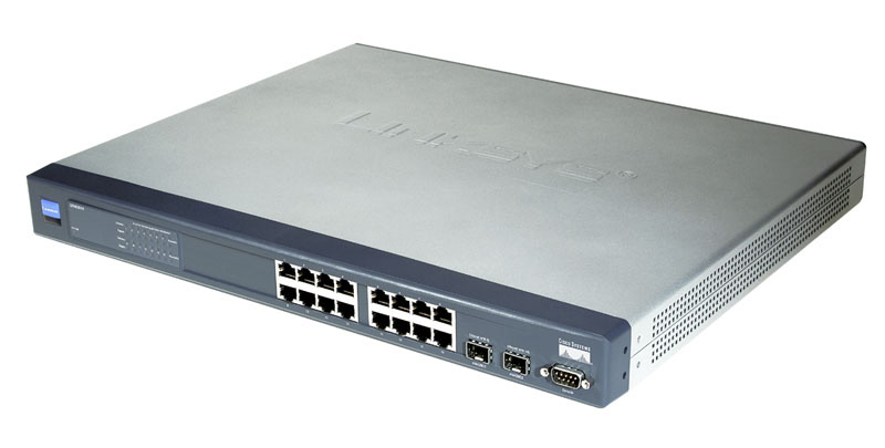 SRW2016 Linksys 16-Ports RJ-45 10/100/1000 Gigabit Ethernet Rack-mountable Manageable Switch with 2x SFP Ports (Refurbished)