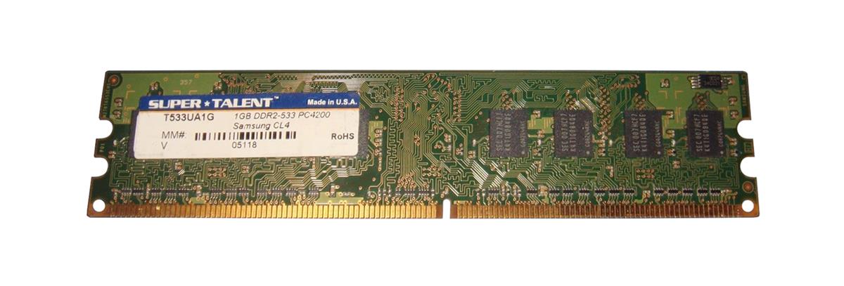 T533UA1G Super Talent 1GB PC2-4200 DDR2-533MHz non-ECC Unbuffered CL4 240-Pin DIMM Memory Module