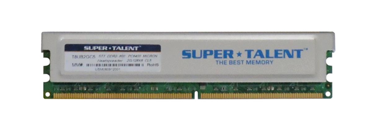 T8UB2GC5 Super Talent 2GB PC2-6400 DDR2-800MHz non-ECC Unbuffered CL5 240-Pin DIMM Memory Module