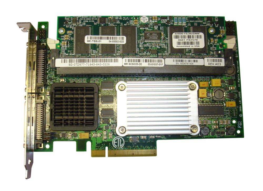 TD977 Dell PERC 4e/DC 128MB Cache Ultra-320 SCSI Dual Channel PCI Express RAID Controller Card